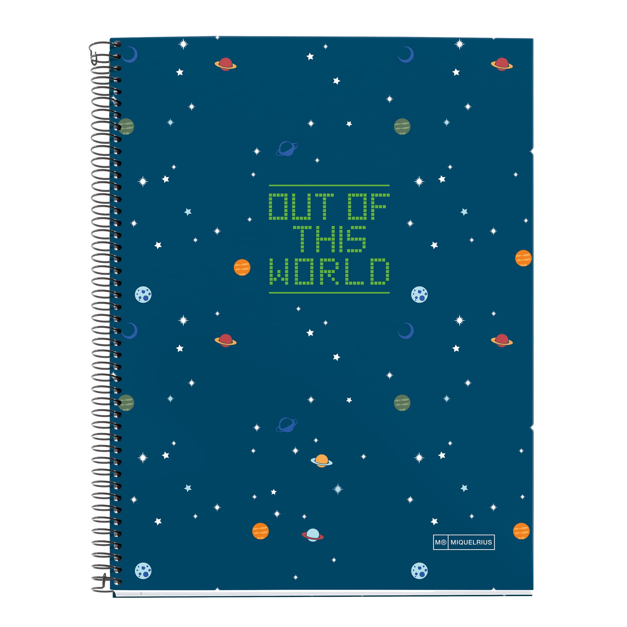 Miquelrius - A4 Notebook 4 Colour Strips 140 Sheets Horizontal Lines 7mm 4 Holes Micro Perforated Hard Cover My Space