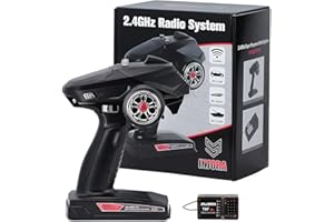 INJORA RC Transmitter 2.4GHz 6CH Controler and Receiver for 1/8 1/10 RC Car Boat Tanks Crawler TRX4 SCX10 Upgrade Parts(T6F)