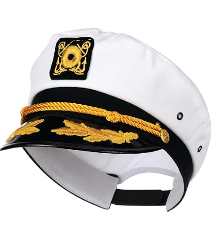 Amazon.com: Deluxe Men's Captain Skipper Yacht Hat, Sizes 57-60 CM