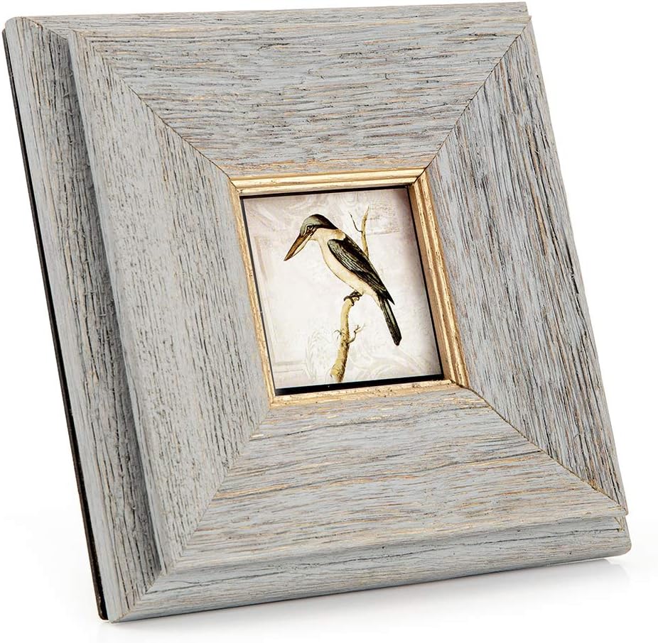 PASTRACES 3x3 Picture Frames Rustic with Mat Wall Handmade Wood Grain White Photo Frame CH0014