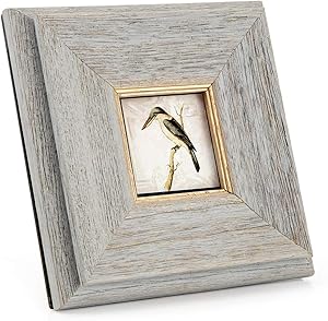 PASTRACES 3x3 Picture Frames Rustic with Mat Wall Handmade Wood Grain White Photo Frame CH0014