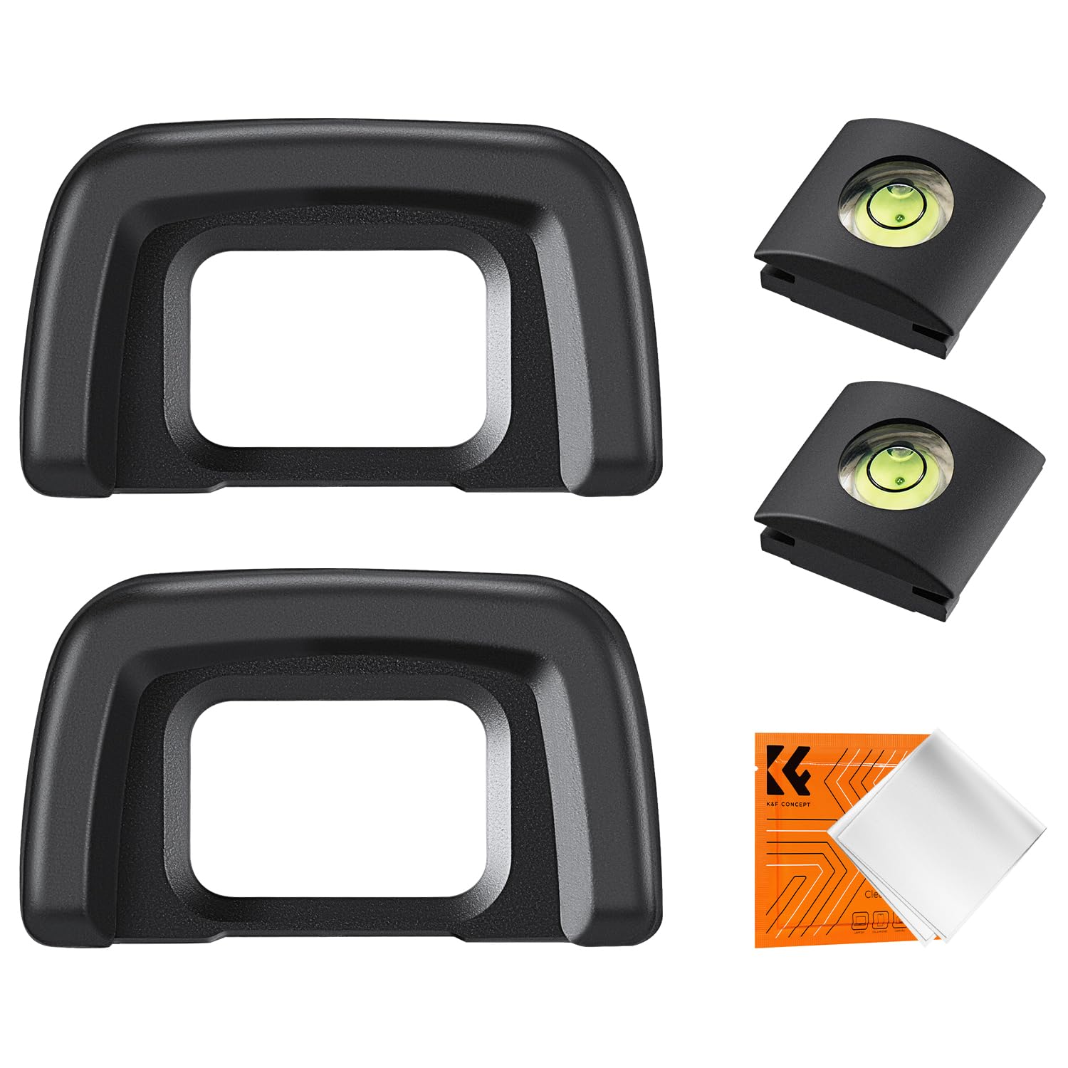 K&F Concept Soft Silicone Eyecup Eyepiece Viewfinder for D5000 D5100 D3000 D3100 Cameras Replaces Nikon DK-25 Eyecup(2 Pcs) with Hot Shoe Cover