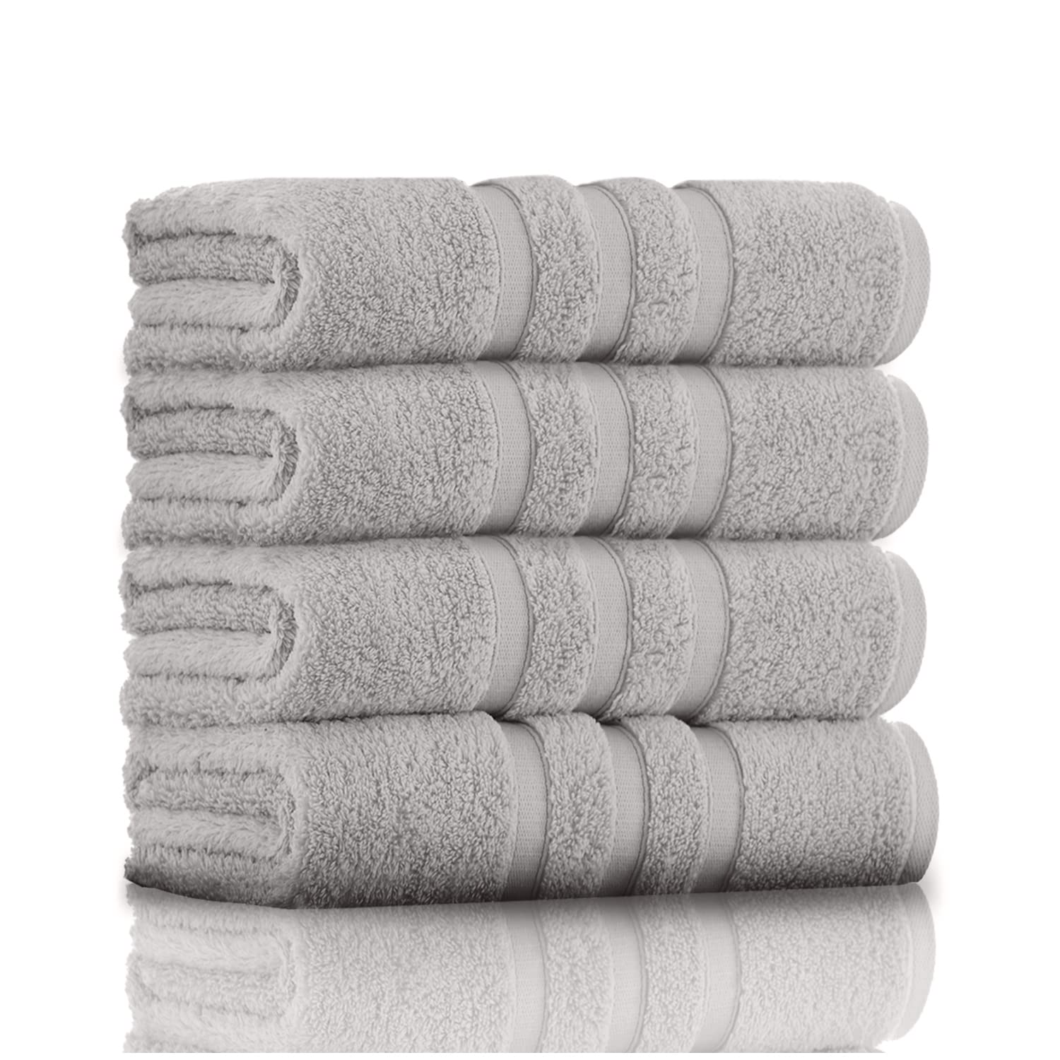 GC GAVENO CAVAILIA 100% Ringspun Cotton Bath Towels, Luxury 550 GSM Zero Twist Towel Sheets, Silver, 50x80 Hand Towel
