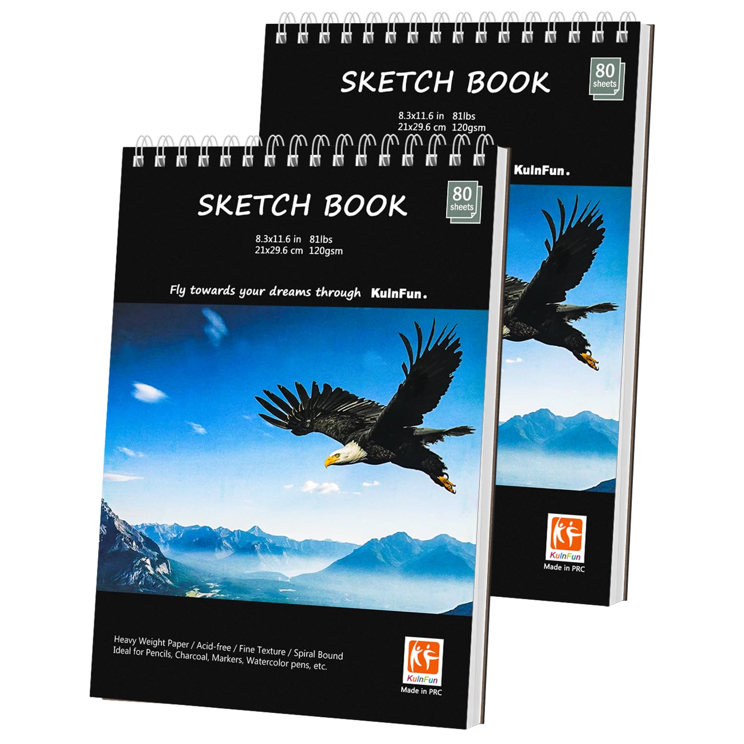 Photo 1 of 2-Pack Bleedproof Sketchbook, 8.3''x11.6'', 120gsm, Top Spiral Bound, Acid-Free Watercolor Sketch Pad Perfect for Drawing and Sketching & Art Projects, for Kids Beginners Artists