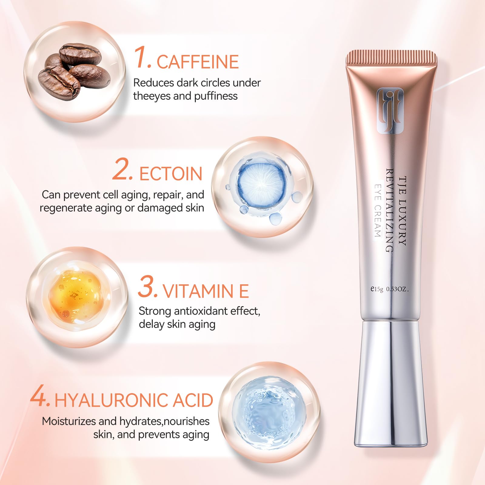 Caffeine Eye Cream(1 PACK), Eye Cream Anti Aging for Dark Circles & Puffiness, Delay Skin Aging, Brightens the Eye Contour,Eye Skin Care Suitable for Men and Women(15g/0.5oz)