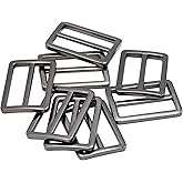 JWBIZ 8pcs Flat Metal Slide Buckle Belt Adjuster Sliders Tri Glide Strap Hardware Clasp (Gun Black, 1 1/4 Inch)