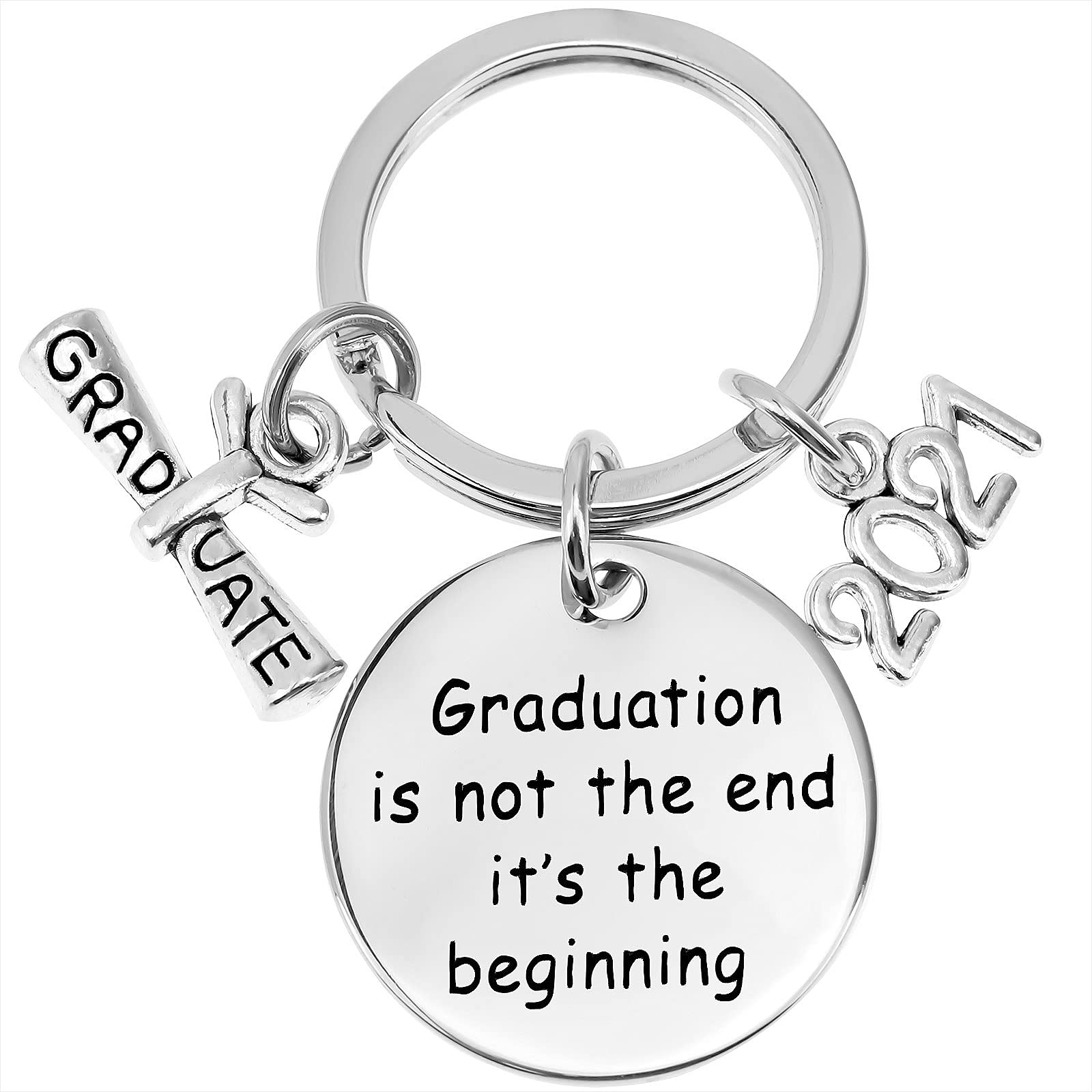 Initlove Graduation Keychain Inspirational Keyrings Graduation is Not The End Keychain Gifts for Graduating Students