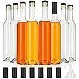 HINGWAH 16 OZ Clear Glass Bottles with Cork Lids and PVC Shrink Capsules, 500 ML Wine Bottles with Caps, Empty Home Brewing Bottles for Wine Making, Limoncello, Liquor, Juices, Beverages (8 Pack)
