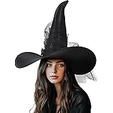 HOMELEX Halloween Women Witch Hat for Large Head Adult Costume Accessory Wicked Cosplay