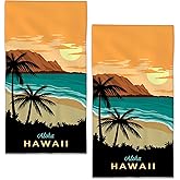 BIGXIUKA Bath Hand Towel 2 Pack Aloha Hawaii Beach Absorbent Hand Towels Tropical Plam Tree Face Towel Soft Breathable Bathroom Towel for Kitchen Hotel Spa Decor Gift 28 x14 in
