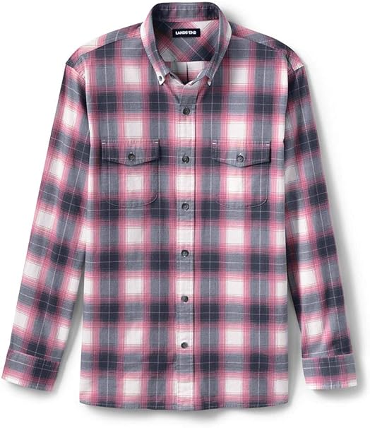 Lands' End Mens Traditional Fit Comfort First Lightweight Flannel Shirt