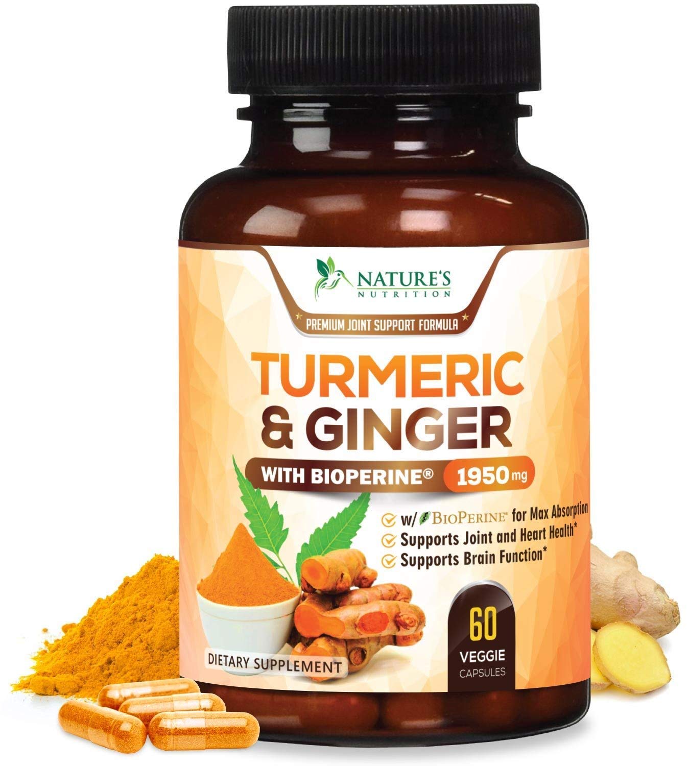 Turmeric Curcumin with BioPerine & Ginger 95 Curcuminoids 1950mg