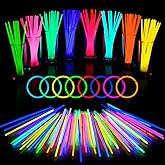 AIVANT Glow Sticks Bulk Party Supplies | 100 PCS 8 Inch Glowsticks with Connectors | Glow in the Dark Light Up Sticks Party F