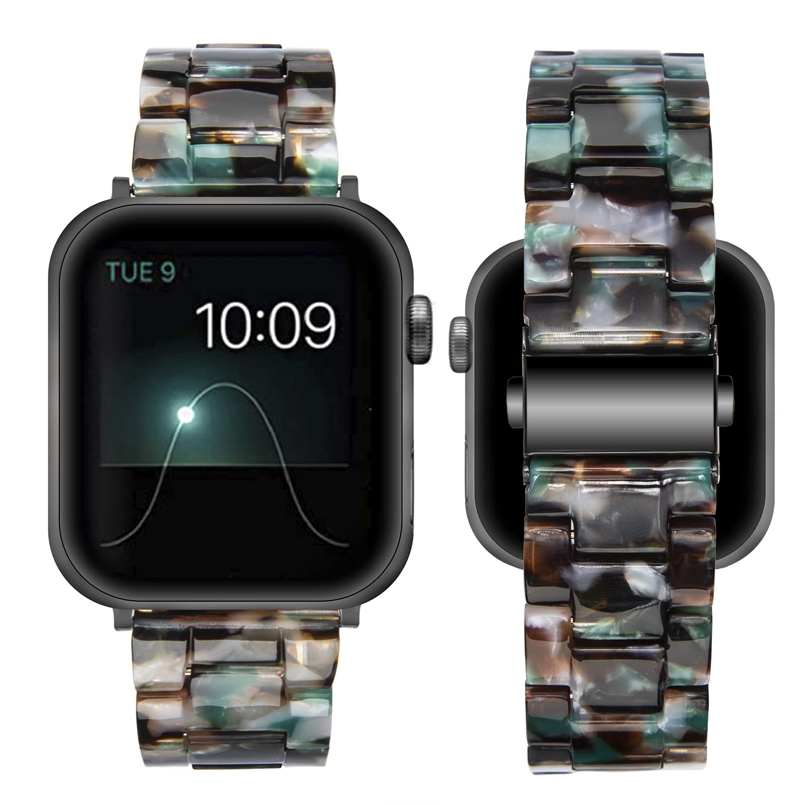 SEURE Compatible with Apple Watch Band 38mm 40mm 41mm 42mm 44mm 45mm, Women Men Resin Strap with Stainless Steel Buckle Replacement for Series SE/8/7/6/5/4/3/2/1