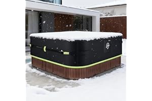 Safana Hot Tub Cover Cap Square 90 x 90 inch Hot Tub Cover Protector Replacement Outdoor SPA Covers [Upgrade 600D Oxford] Heavy Duty Windproof Waterproof Prevents Leaves Black