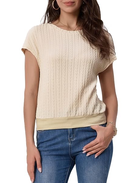 CFLHN APRICOT TOPS FOR WOMEN DRESSY CASUAL BUSINESS OUTFIT CASUAL CAP SLEEVE SWEATER TOP S