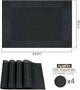 Famibay Placemats and Coasters Set of 4 Black PVC Polyester Heat Resistant view 7