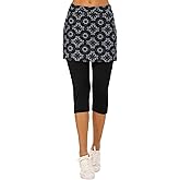 Ekouaer Skirted Leggings for Women Tennis Golf Skorts Capris Gym Yoga Legging with Skirts