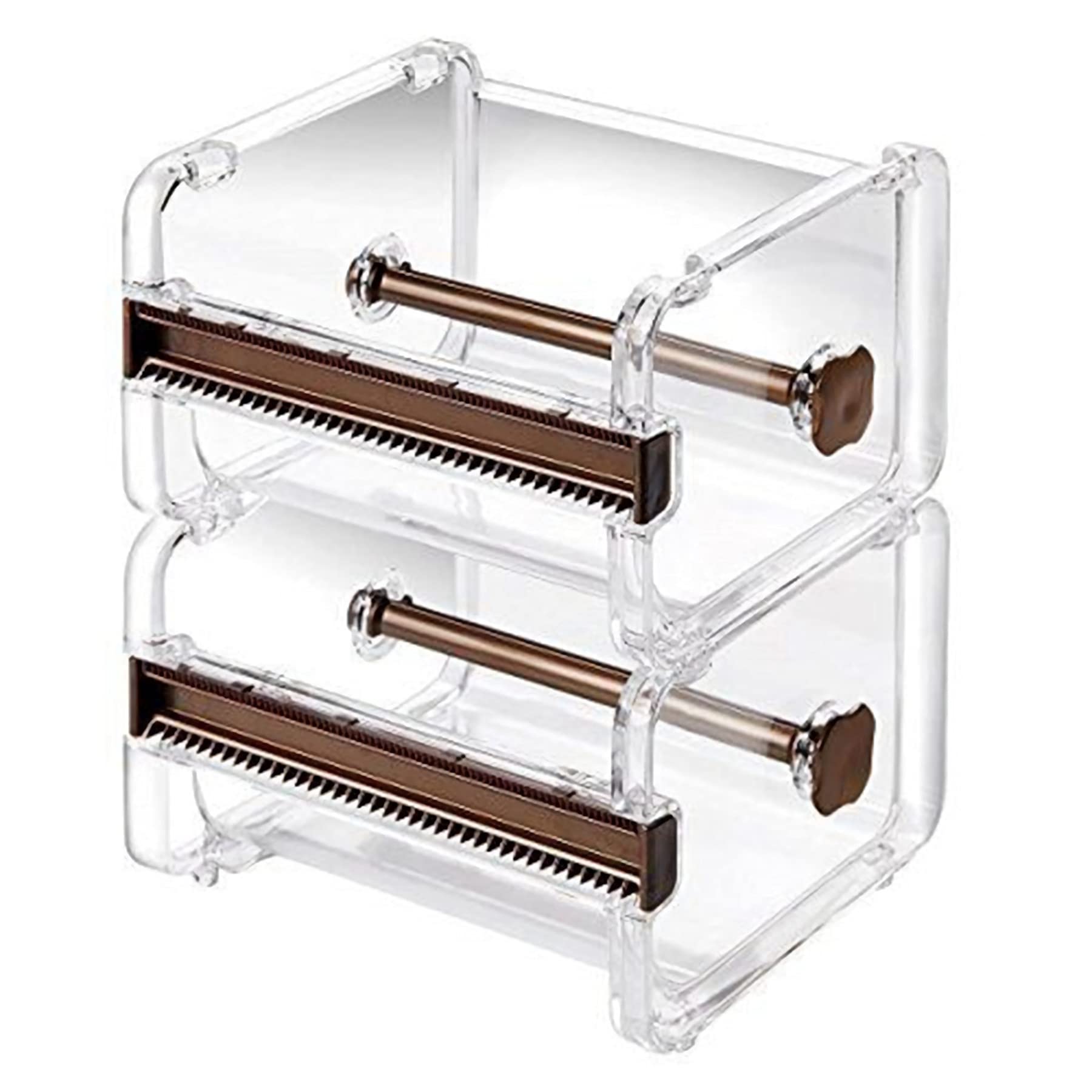 2pcs Washi Tape Dispenser Cutter,Roll Tape Holder Organizer,Masking Tape Desktop Tape DIY Sticker Roll Tape Cutter Holder Storage (Brown)