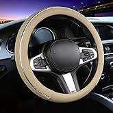 Car Steering Wheel Cover, Microfiber Leather Wheel Cover, Bright Strip Cute Steering Wheel Cover Universal 14.5-15 inch Car Accessory, Breathable, Anti-Slip, Warm in Winter and Cool in Summer