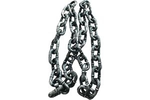 Acronde Halloween Chains Plastic 5.9ft Silver and Black Chain Links Shackles for Best Costume Accessory or Halloween Decor Prop
