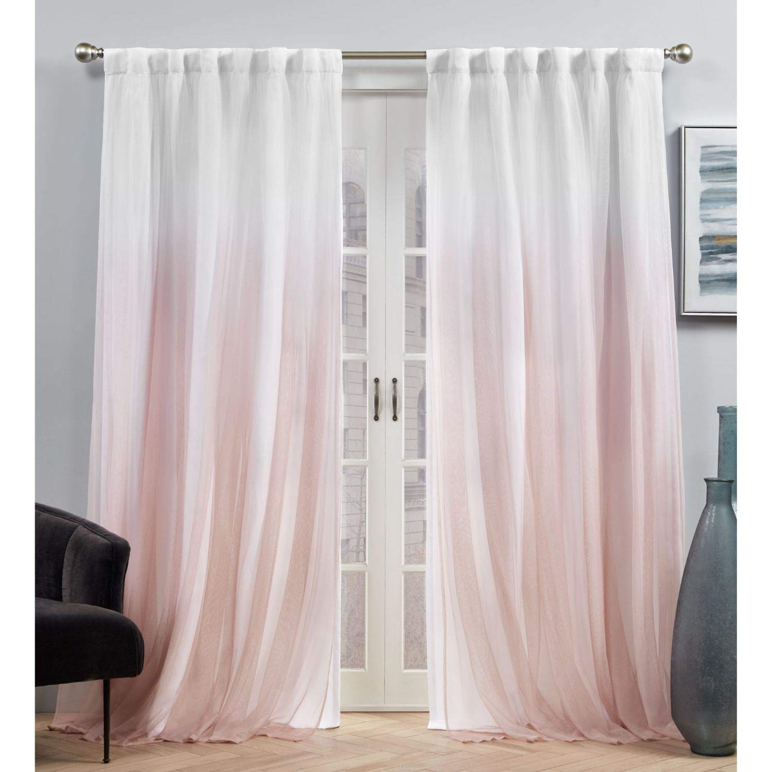 Exclusive Home Crescendo Lined Room Darkening Blackout Hidden Tab Curtain Panel Pair, 52"x84", Blush, Set of 2 — image 1