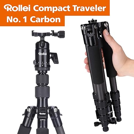 Rollei Compact Traveler No 1 Carbon Ultra Lightweight Travel Tripod 216 Lb Incl Ball Head Folded Length 1299 Arca Swiss Compatible #travel #tripod #under #100