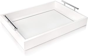 Deluxe Tray for Coffee Table – Beautiful White Tray Decor & Coffee Table Tray for Your Home 16x12