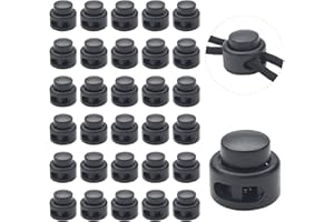 COOWAYZE 30 PCS Heavy Duty Double Hole Cord Locks for Drawstring, Spring Toggle Stoppers for No Tie Shoelaces Paracord Hoodies Pants