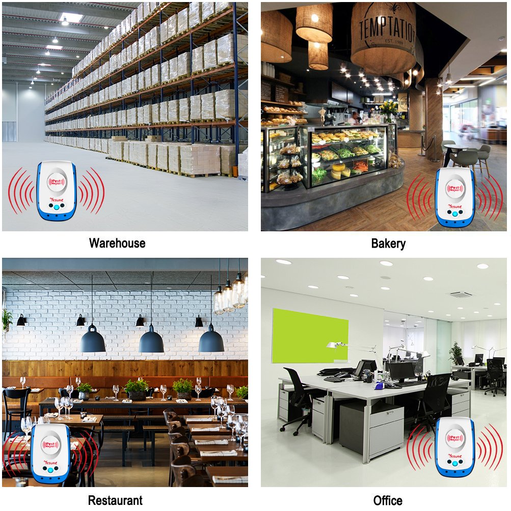 YESURE Ultrasonic Pest Repeller Electronic Insects Control Repels Mosquito Mouse Bug Rat Spider Flea Ant Repellent Nontoxic Safe for Humans and Pets 2 Pack