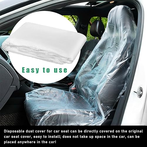 povtii 100 PCS Disposable Car Seat Covers, Dustproof Plastic Auto