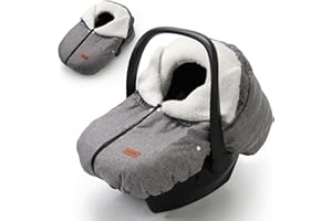 TinlyFinly Winter Car Seat Cover for Baby Car Seat and Stroller, Cold Weather Infant Carseat Canopy, Waterproof and Easy Access, Protect Baby Boys Girls from Cold Wind (Grey)