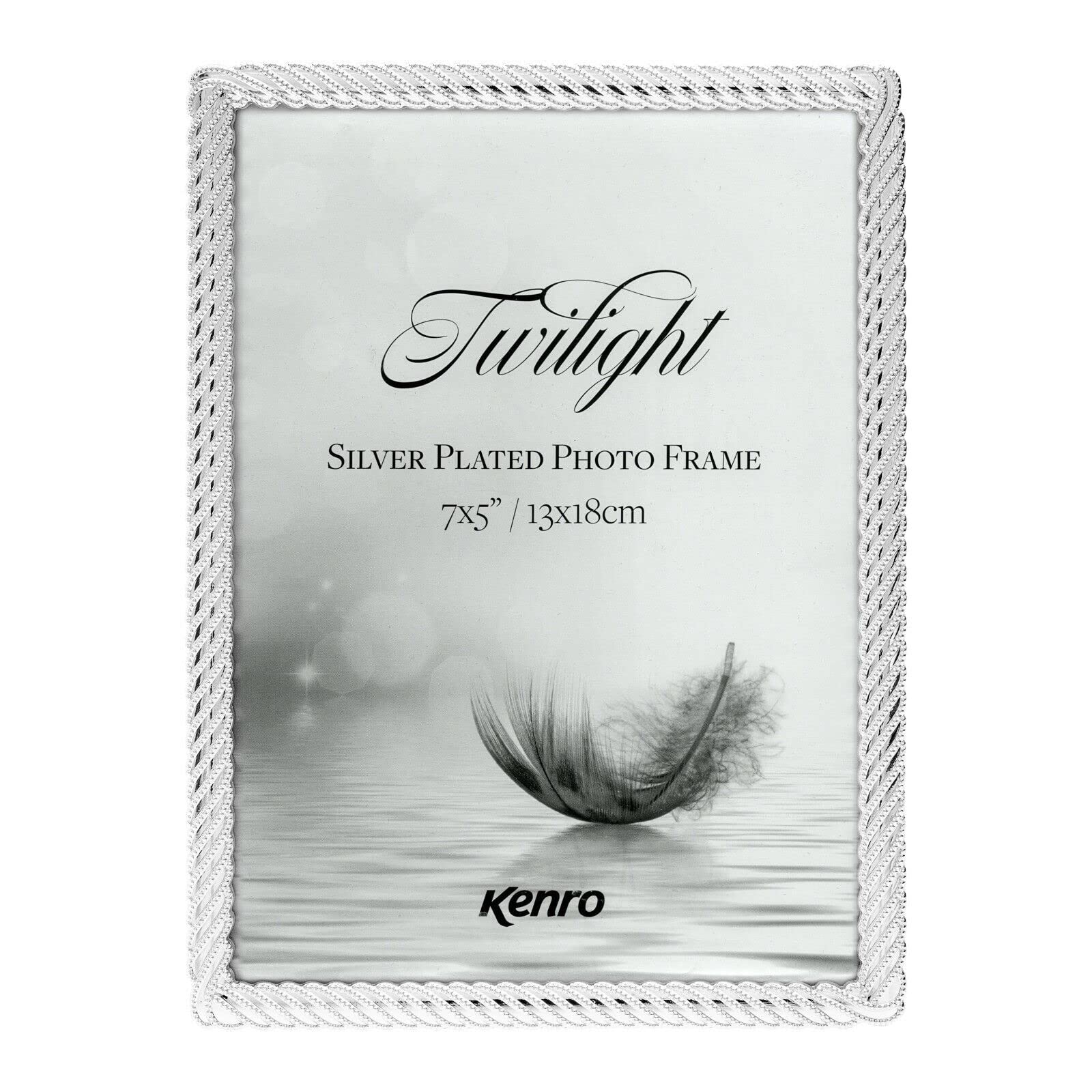 Kenro Twilight Series Silver Plated Photo Frame 6x4 Inch / 10x15cm with Braided-effect Moulding and Intricate Beaded Detail - TW1015