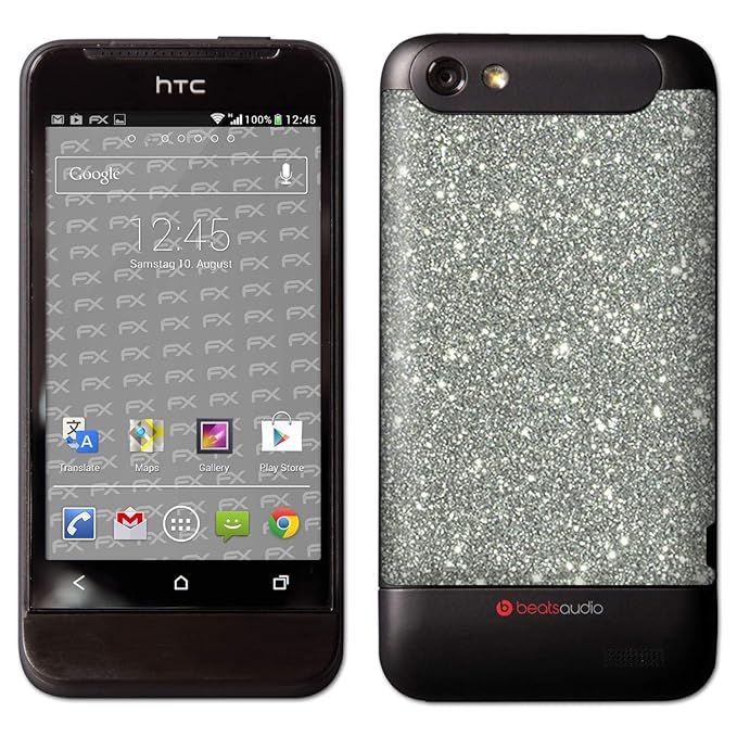 atFolix Skin kompatibel mit HTC One V, Designfolie Sticker (FX-Glitter-Sterling-Silver), Reflektierende Glitzerfolie