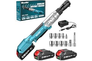 SEESII 21V Cordless Ratchet Wrench, 66 ft-lbs Electric Ratchet 3/8", Variable Speed Power Ratchet, 2X2.0Ah Li-Ion Batteries a