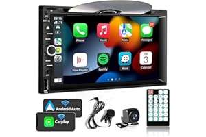[Wireless] Alondy Double Din Car Stereo with CD/DVD Player Compatible with Apple CarPlay/Android Auto, AM/FM Radio, Bluetooth USB 7 Inch Touchscreen SD AUX DSP SWC Subwoofer