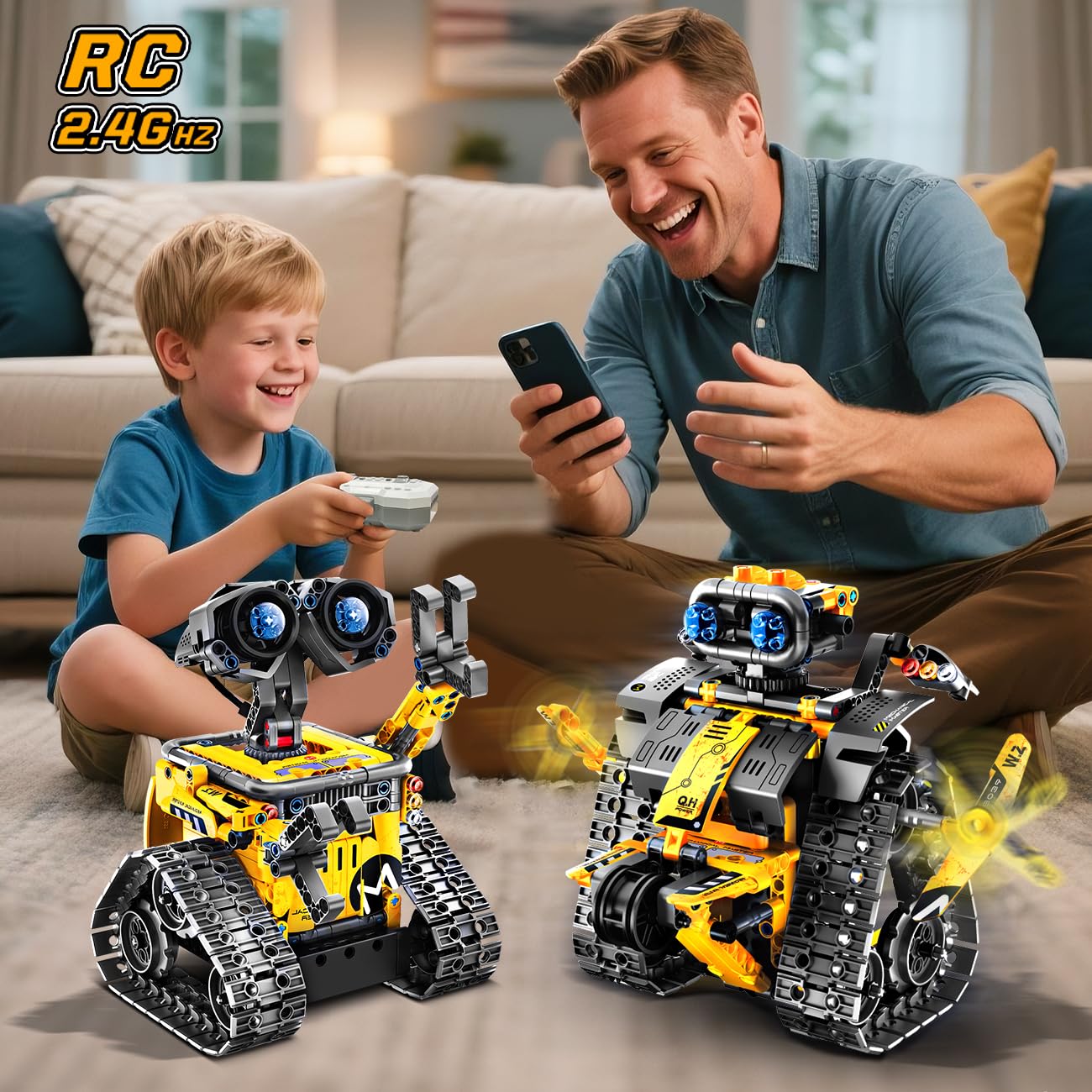HiWEEGO Technik Roboter für Kinder Bausatz - 5-in-1 mit Fernbedienung und App Steuerung | 520 Stück RC Wall Roboter/Tech Robot Wiederaufladbarer Geschenke für 6-12+ Jahre alte Jungen Mädchen 2