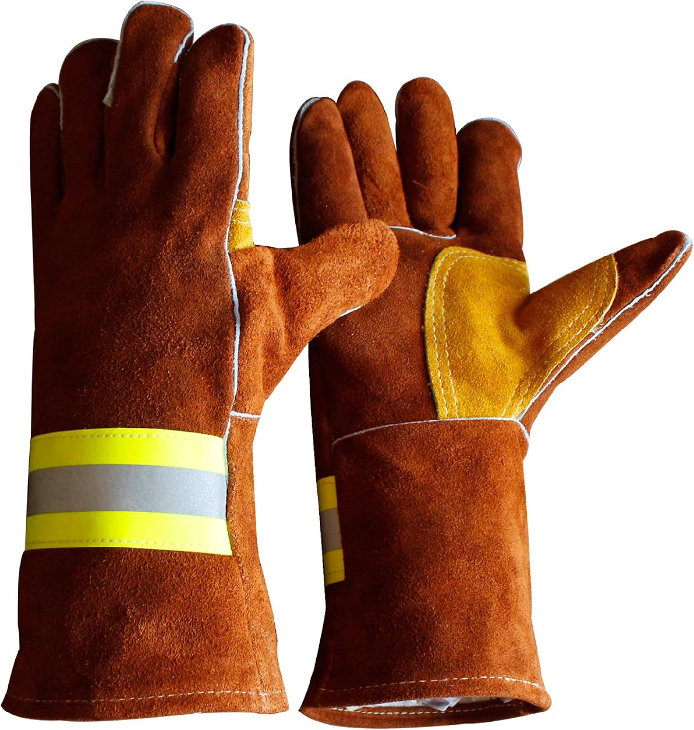 High Visibility Welding Gloves 2 Pairs 14" XL Clothing