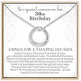 Annamate Birthday Gifts for Women Sterling Silver 30th 40th 50th 60th 70th 80th 90th Birthday Necklace For Her 3 4 5 6 7 8 9 Decade Jewelry 30 40 50 60 70 80 90 Years Old