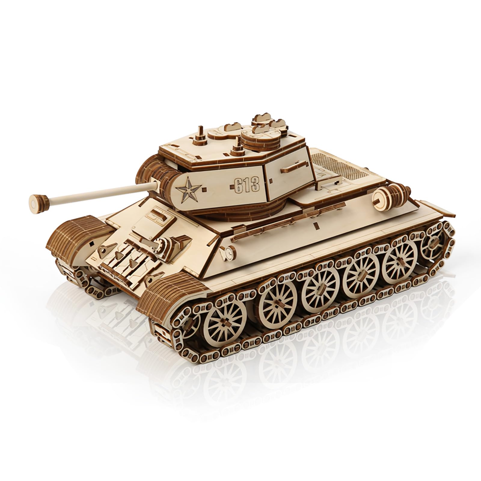 Cuteefun Car Wooden Model kit For Adult Teen, 3D Wooden Puzzle, Make Your Own Woodcraft Kit, Ideal for Birthday Christmas Father's Day (Tank)