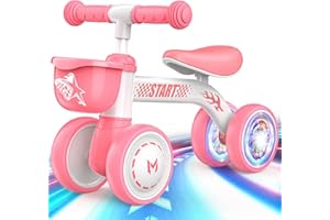 Topunny Baby Balance Bike 1 2 Year Old Boys Girls, Baby Bike with Lighting Wheels & Basket for Baby Toys 10-24 Months Toddler