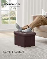 SONGMICS Storage Ottoman Foldable Foot Rest 31x41x31 cm Chestnut Brown LSF100K52 view 2