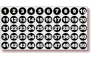 iSYFIX Black Consecutive Number Stickers – 1 to 50, 1-inch, 1 Set – Vinyl Self Adhesive Premium Decal Ideal for Inventory, Storage, Organizing, Boxes, Bins, Toolbox, Lockers & More, Indoor/Outdoor