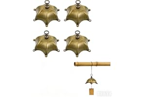 Healeved 4 Sets Vintage Wind Chime Caps - Antique Copper Metal Replacement Tops with Zinc Alloy Screws for Outdoor Patio Gard