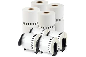 ENKO PRODUCTS enKo - Compatible DK-2225 Continuous Paper Labels (1-1/2 Inch x 100 Feet) Compatible for Brother QL Label Printers - 6 Rolls + 2 Refillable Cartridges