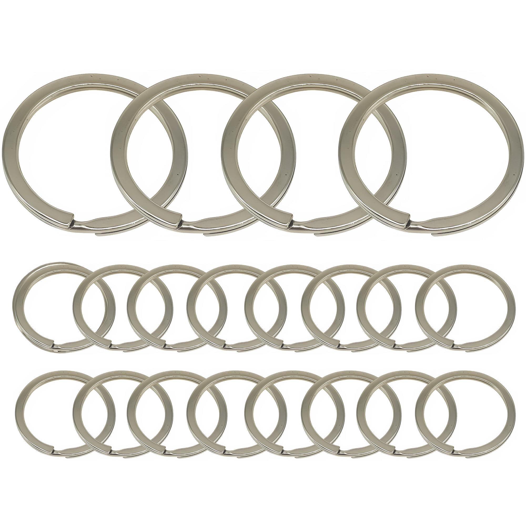WedDecor Round Shaped Split Rings Metal Closed Flat Jump Keyrings for Home Car Key Chains, Leash, Wallet Purse Making, Leather Craft Projects, 35mm, 20 Pieces
