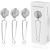Snap Ball Tea Strainer, Exptolii 3 Pack Stainless Steel Tea Infuser Filter with Handle for Loose Leaf Tea, Spices, Seasonings