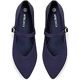 AprCoco Flats for Women Knit Pointed Toe Ballet Flat with Ankle Strap Casual Womens Shoes Comfort Soft Walking Office