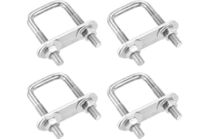 DTGN M6x25x50mm U Bolts Square Kit - 4Set - 304 Stainless Steel U-Bolt Kit with Nuts, Washers, Frame Plate - Good for Pipe, T
