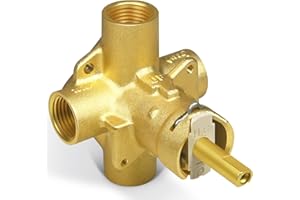 SDEAUP 2510 Valve, 2510 Posi temperature Valve, Brass Pressure Balancing Valve, Compatible with Moen Valve Trim Kit, with 1222 Faucet Cartridge and Retainer Clip, 1/2-Inch IPS Connections and 4 Port Valve